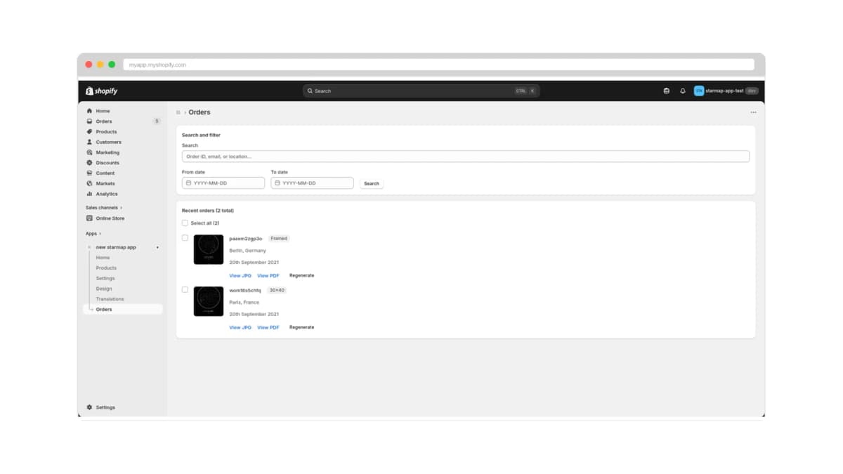 Real app screenshot showing personalization data saved for fulfillment